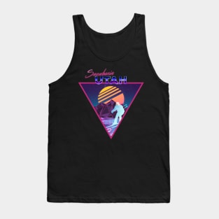 Retro Vaporwave Ski Mountain | Snowbasin Utah | Shirts, Stickers, and More! Tank Top